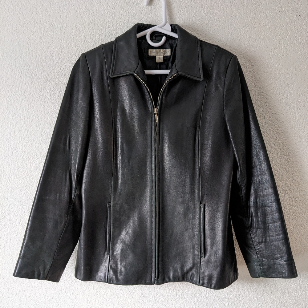 Vintage Petite Sophisticate Black Leather Jacket - Women's Medium
